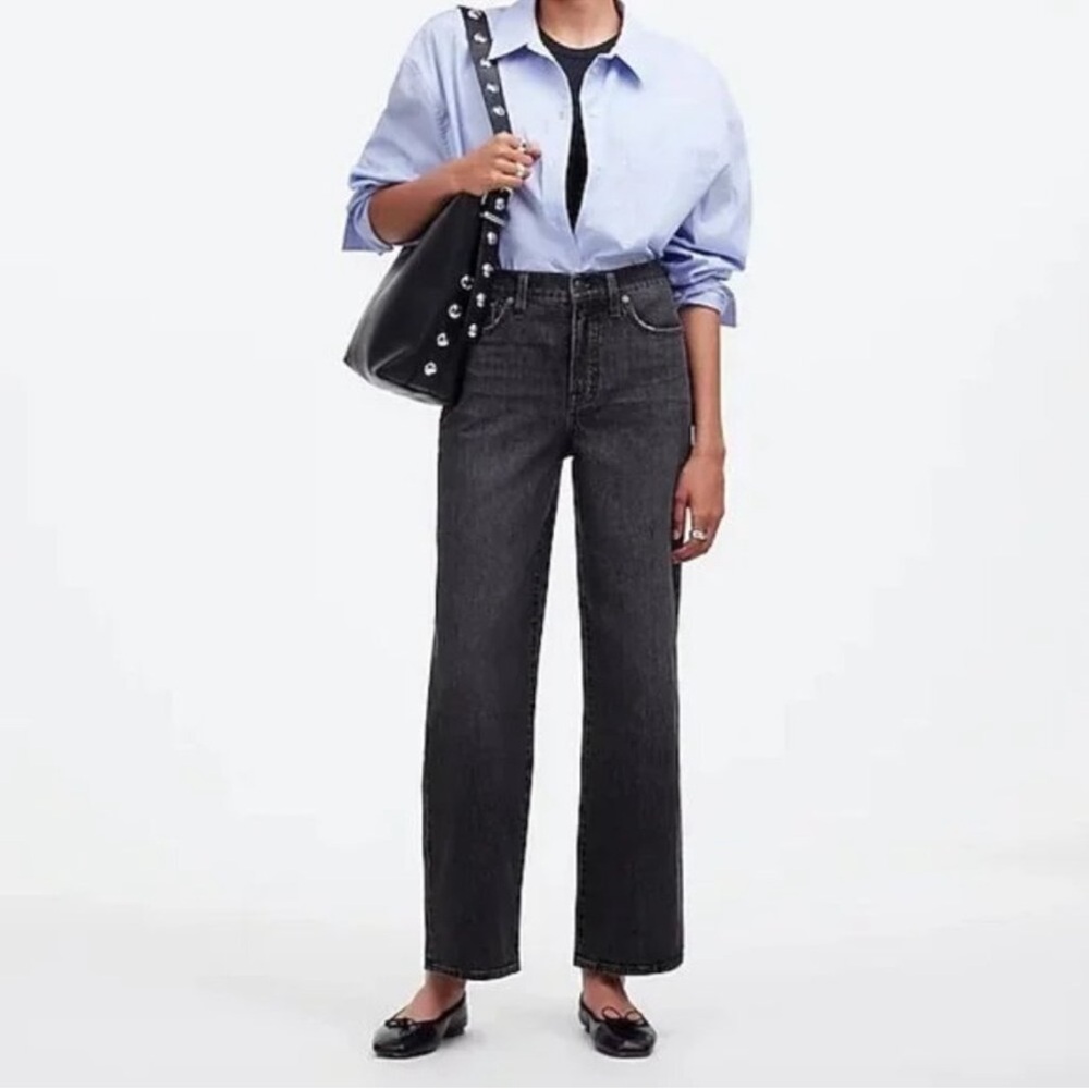 Madewell Women's High Waist The Perfect Vintage Wide Leg Jeans Size 28 Black